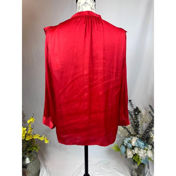 Zadig & Voltaire Tygg Satin Button Front Blouse Red  M - Picture 12 of 16